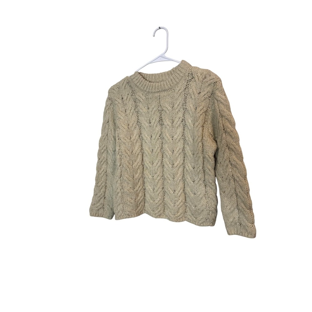 Zara Sweater Kids 9-10 Years White Cable‎ Knit Pullover Chunky Cozy Crewneck